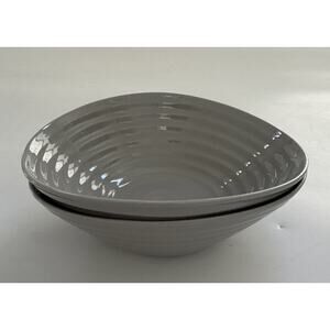 Sophie Conrad Portmeirion Oblong Ribbed Cereal‎ Soup Bowls Biscuit Set of 2
